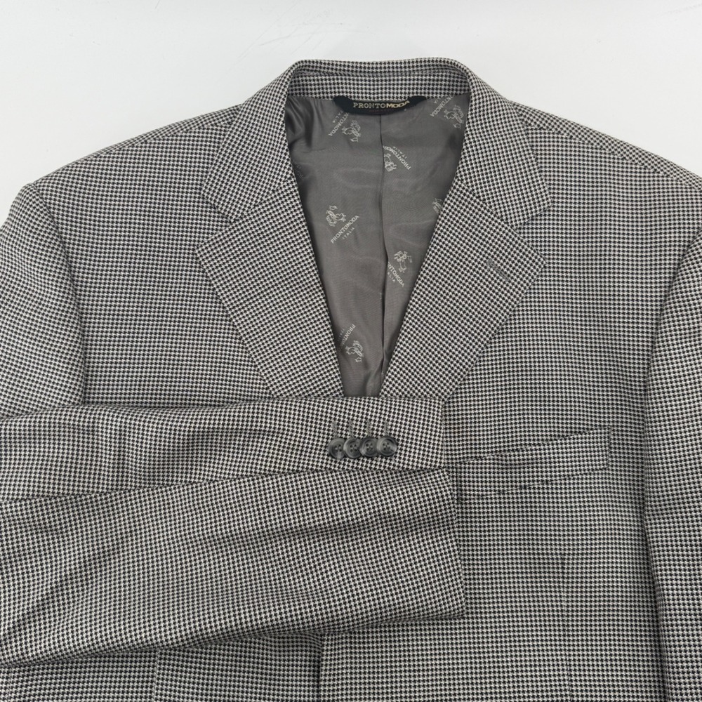 PRONTOMODA‎ Mens Eiffel Wool Cashmere Blend Houndstooth Blazer Suit Jacket 44R